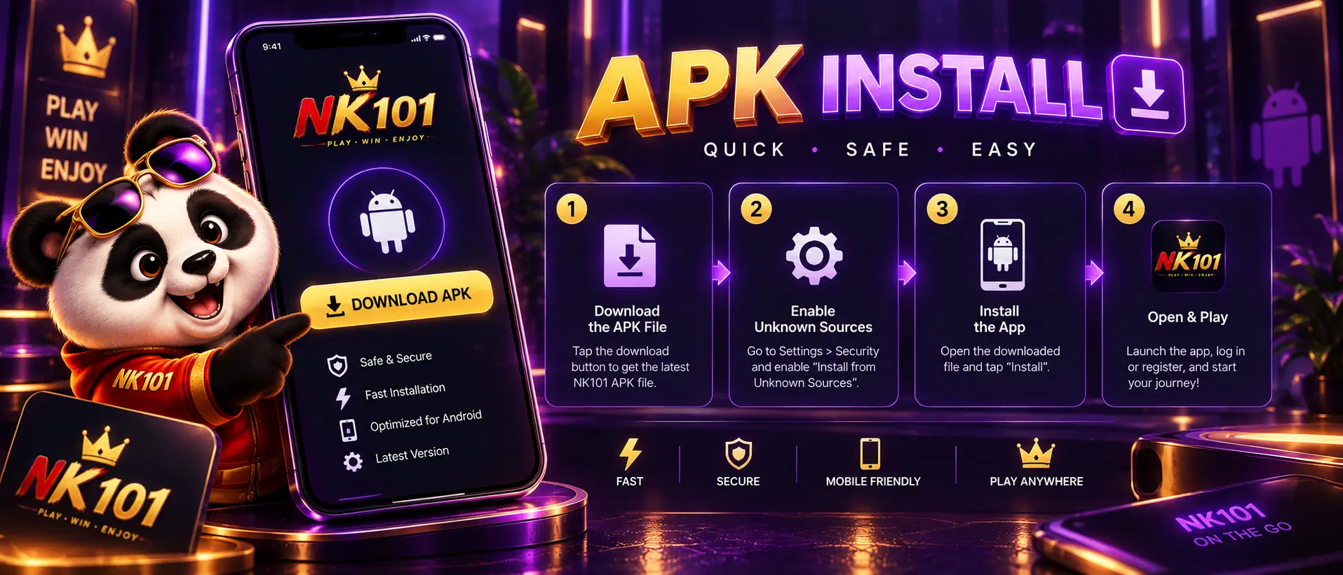 NK101 APK इन्स्टल गर्दै: अज्ञात स्रोतलाई अनुमति, फाइल खोल्ने, Install थिच्ने